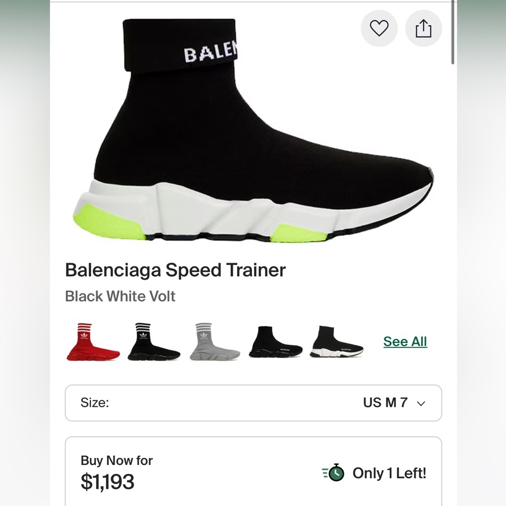 Balenciaga Speed Trainer Black White Neon